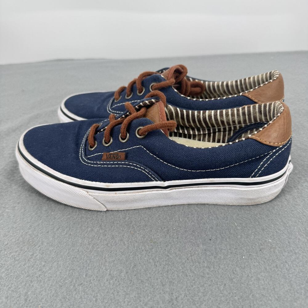 Vans‎ Era 59 C&L Navy Canvas Brown Leather Sneakers Mens 4.5 Womens 6